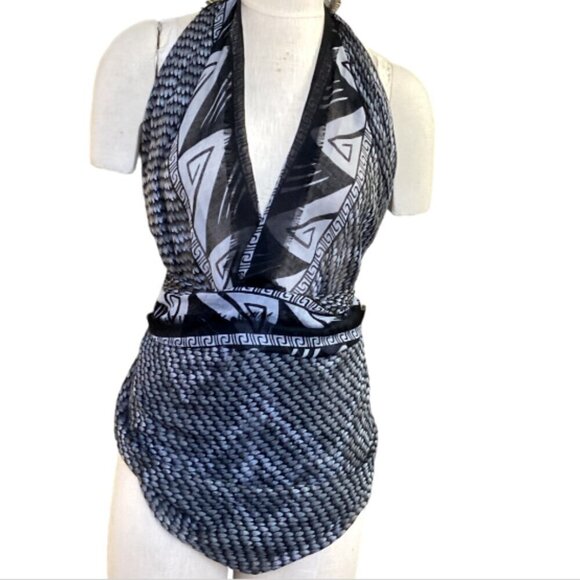 New ACE USA Large Fringed Rectangle Snake Print Scarf Black Gray #117M - Picture 8 of 12